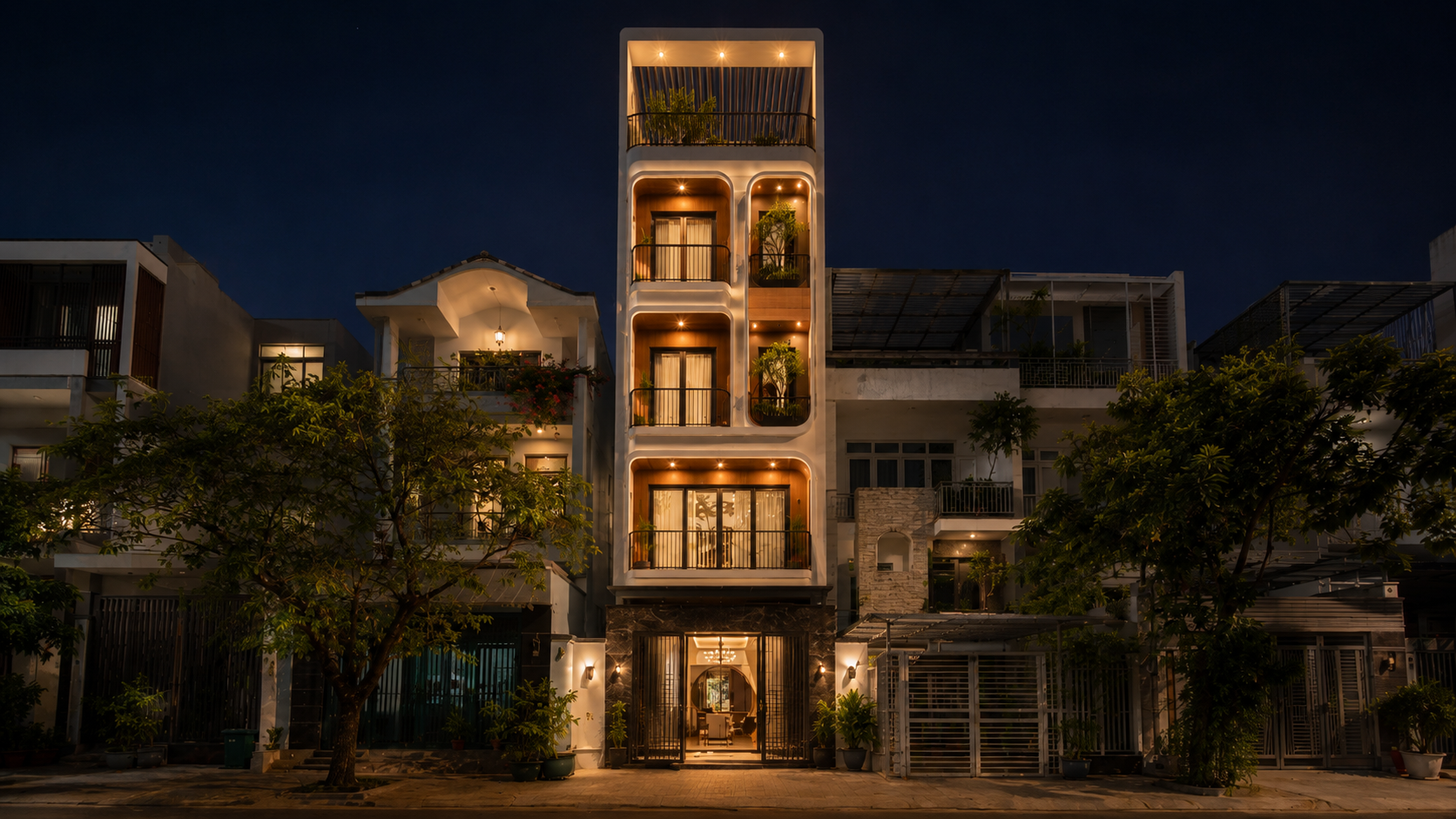 Modern architecture at night